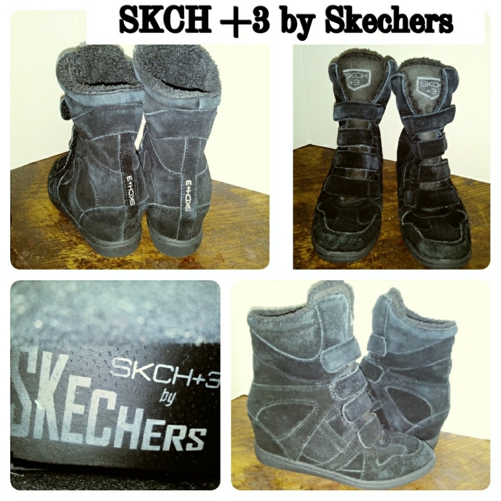 Skch+3 High Top Suede Sneakers